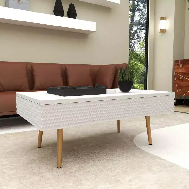 Table basse contemporaine en bois blanc