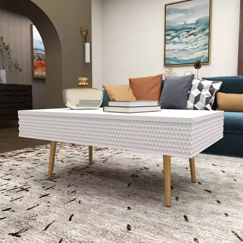 Table basse contemporaine en bois blanc