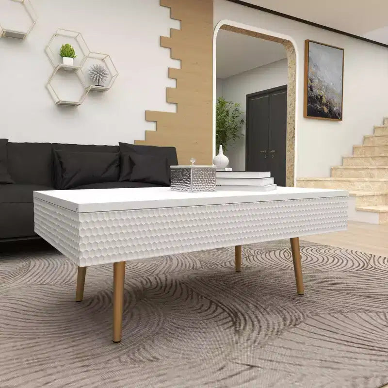 Table basse contemporaine en bois blanc