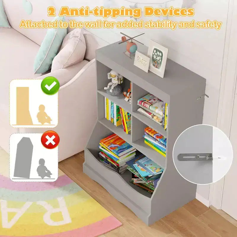 Bac de rangement multifonctionnel pour jouets et bibliothèque pour enfants