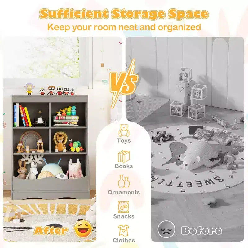 Bac de rangement multifonctionnel pour jouets et bibliothèque pour enfants