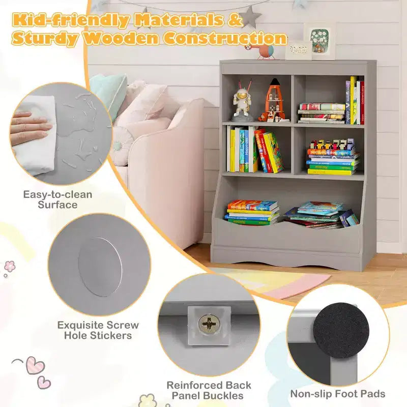 Bac de rangement multifonctionnel pour jouets et bibliothèque pour enfants