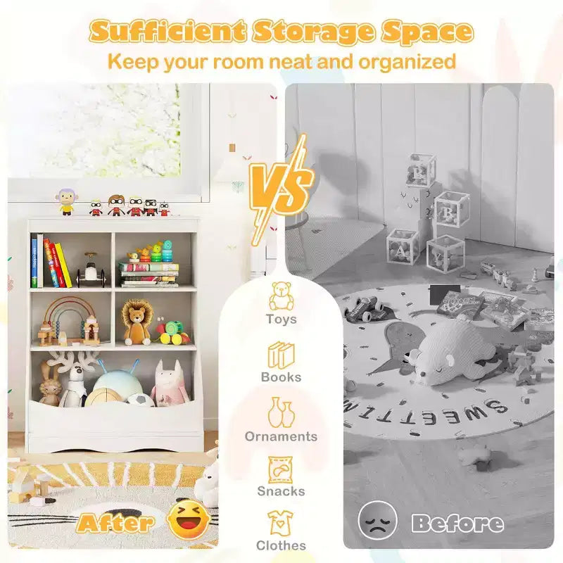 Bac de rangement multifonctionnel pour jouets et bibliothèque pour enfants