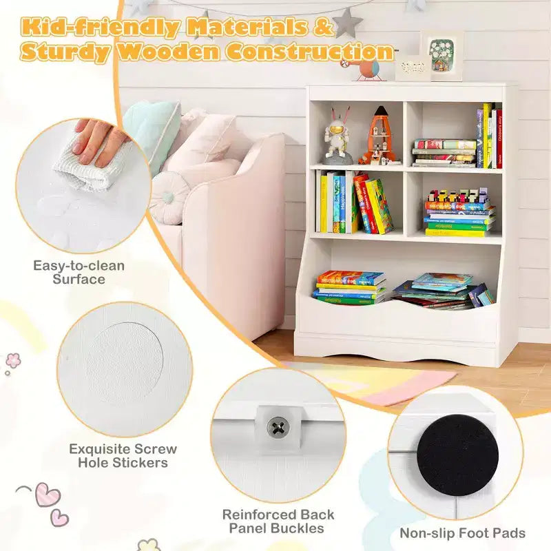 Bac de rangement multifonctionnel pour jouets et bibliothèque pour enfants