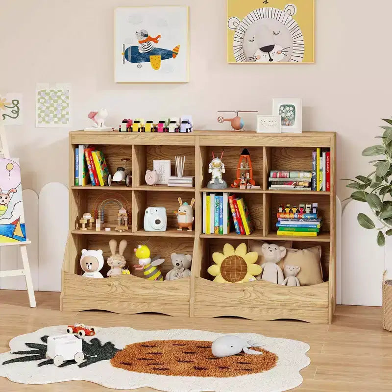 Bac de rangement multifonctionnel pour jouets et bibliothèque pour enfants