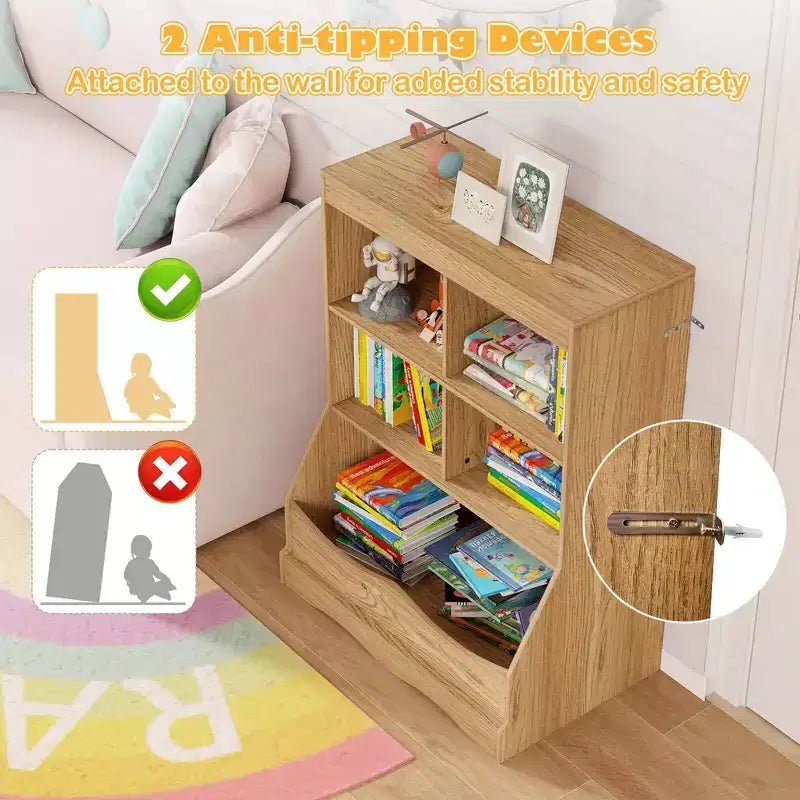 Bac de rangement multifonctionnel pour jouets et bibliothèque pour enfants