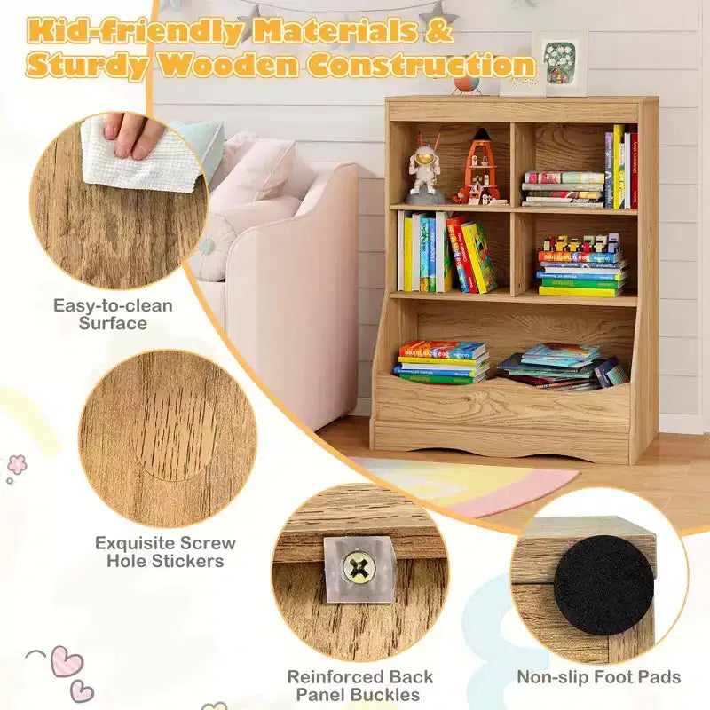 Bac de rangement multifonctionnel pour jouets et bibliothèque pour enfants