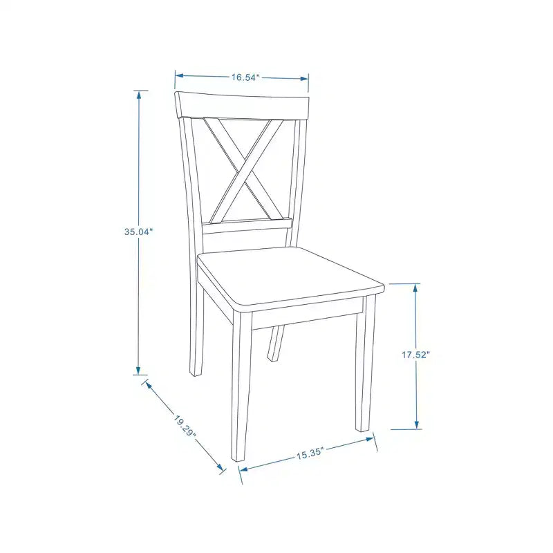 Chaises de salle à manger en bois massif avec dossier en X