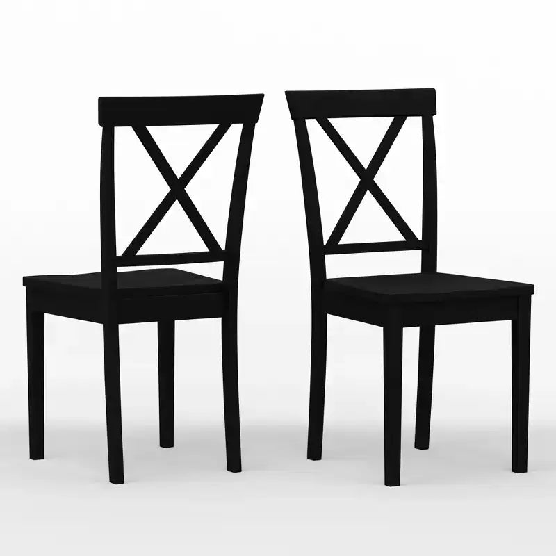 Chaises de salle à manger en bois massif avec dossier en X