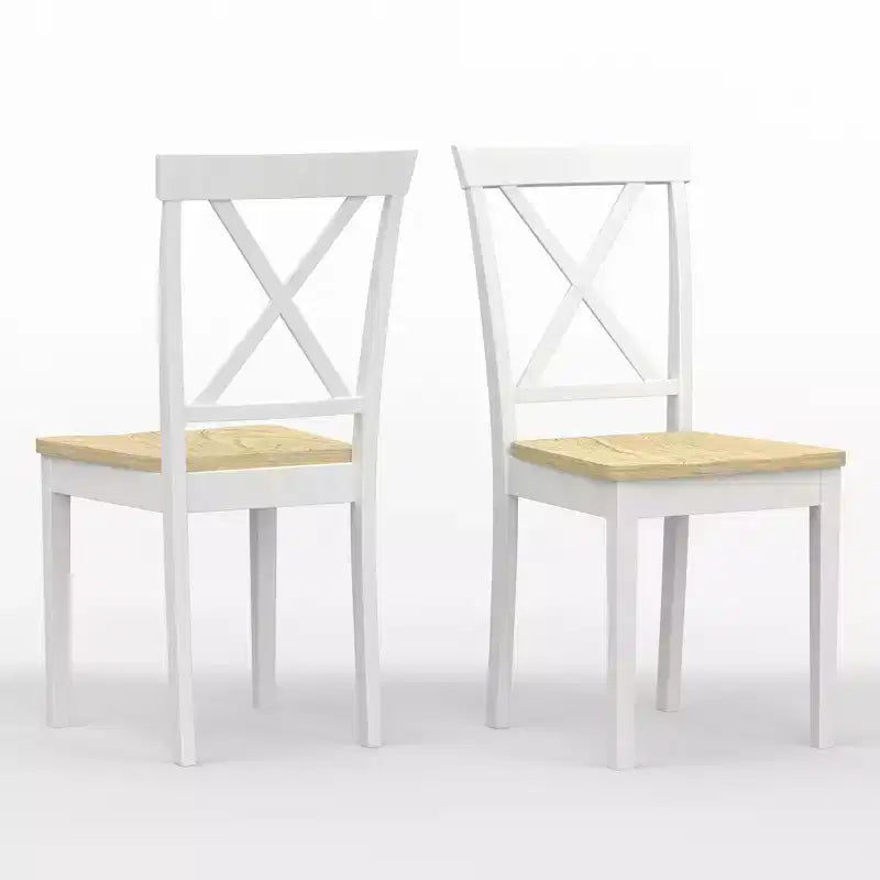 Chaises de salle à manger en bois massif avec dossier en X