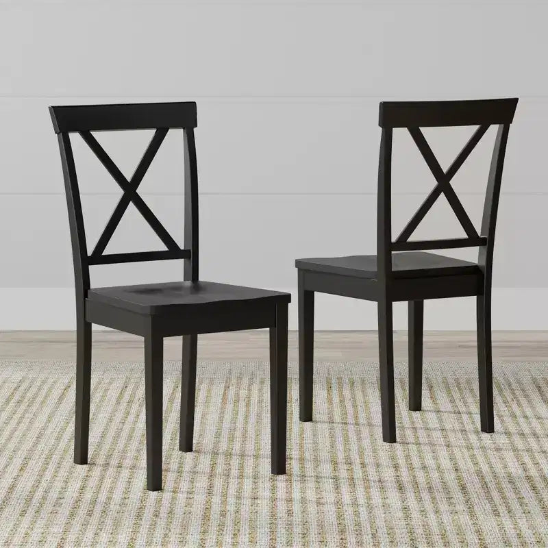 Chaises de salle à manger en bois massif avec dossier en X
