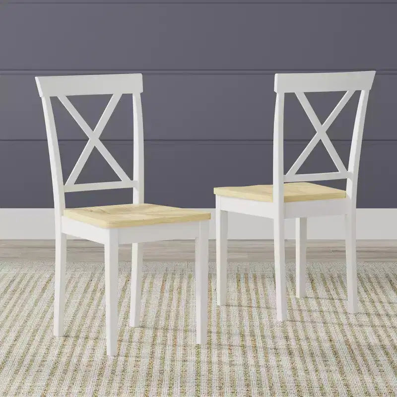 Chaises de salle à manger en bois massif avec dossier en X